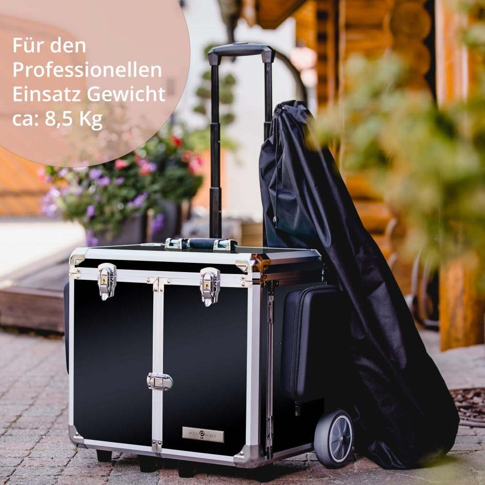PodoMobile MIDI Fußpflegekoffer mit Trolley und 2 Steckdosen - Schwarz