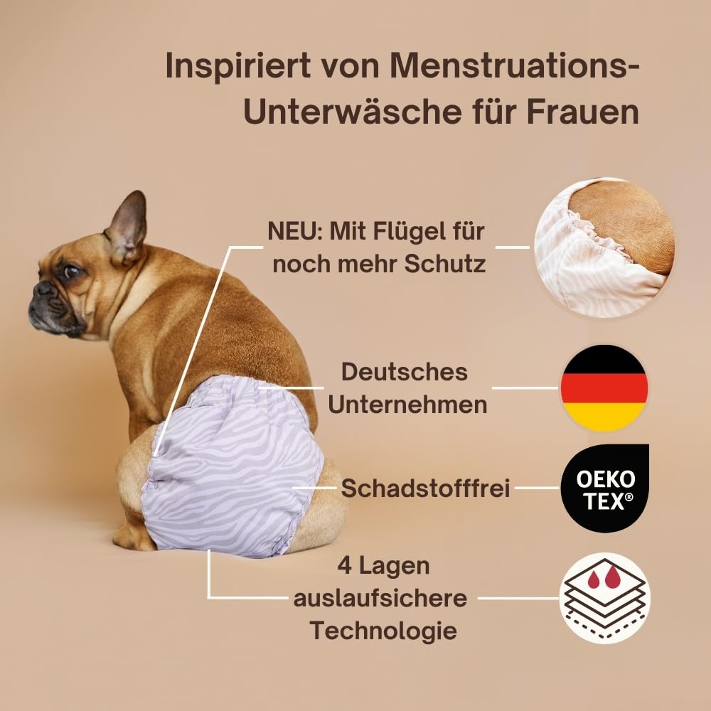 Holly Premium Hundewindeln für Hündinnen und Rüden 2er-Set, Läufigkeitshose mit Klettverschluss waschbar bei Inkontinenz, Läufigkeit - Oeko-TEX Baumwolle, Hunde- windel weich & atmungsaktiv