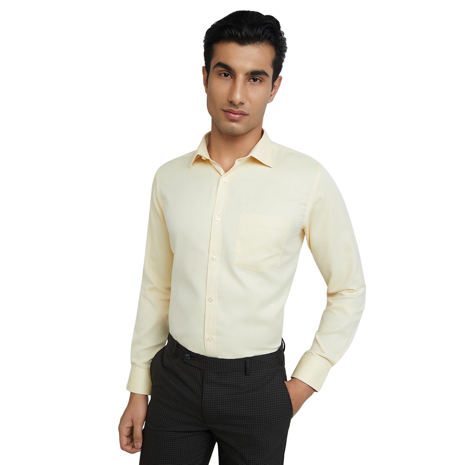 park avenue Men Slim Fit Structure Pattern Cotton Blend Semi Cutaway Collar Full Sleeve Formal Shirt-picture-13