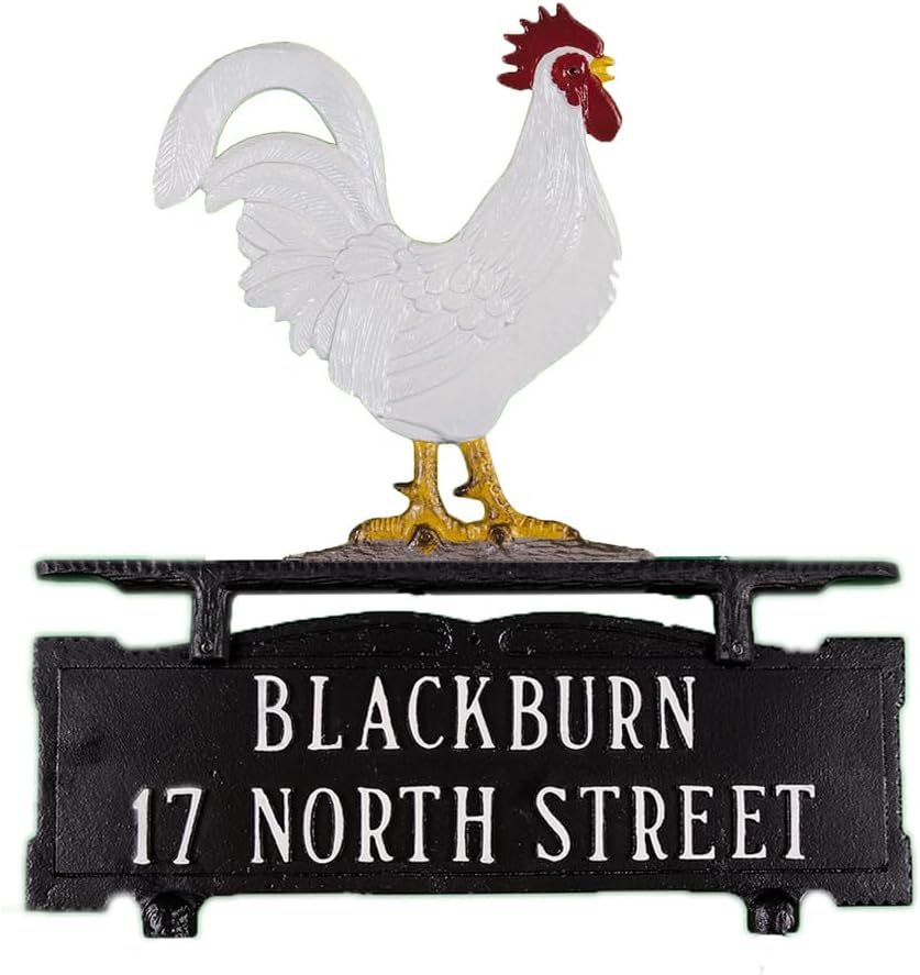 Montague Metal Products - Mailbox sign - Mailbox Sign with Ornament - 2 Line - Custom Mailbox Address Sign - Made in the USA