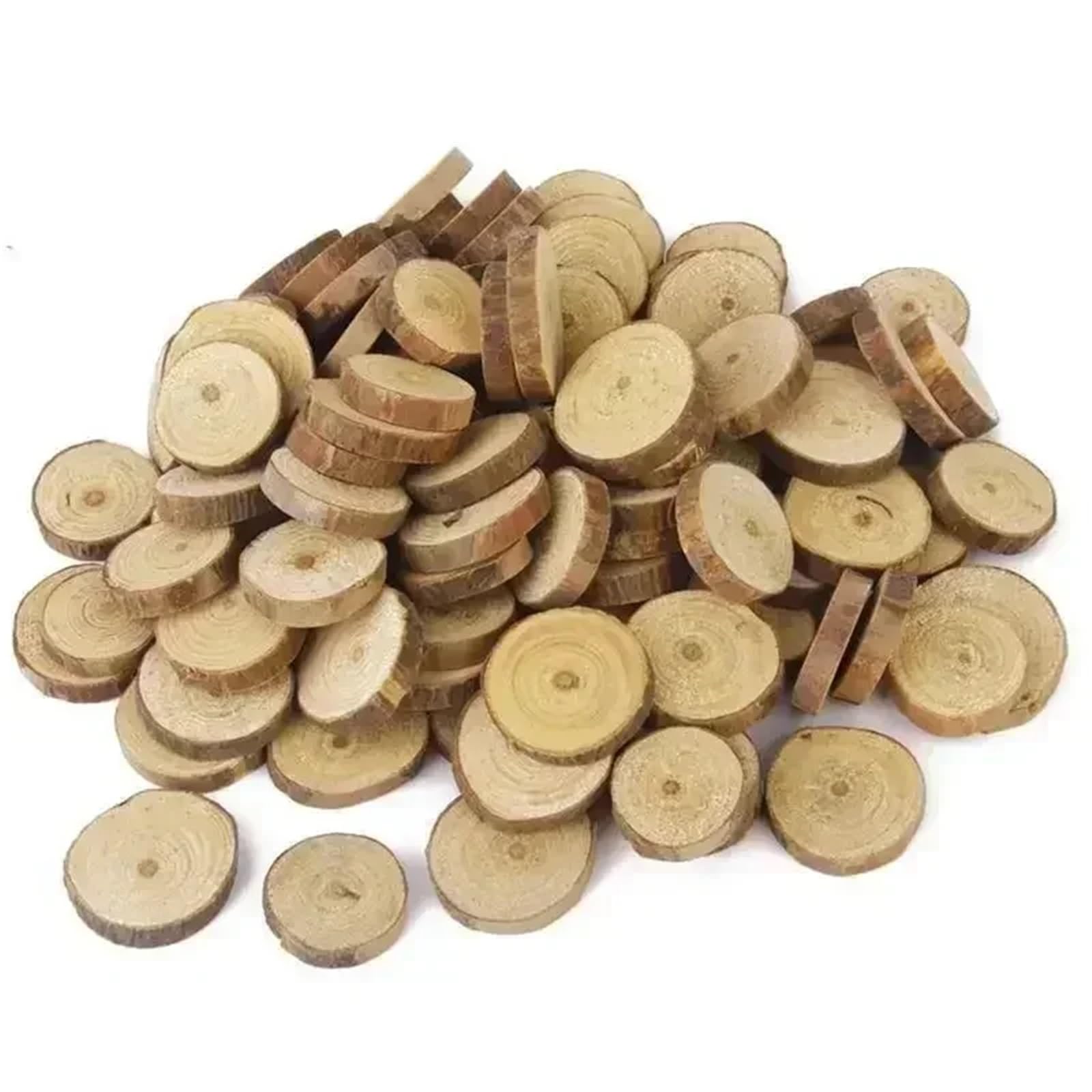 Unfinished Wood 100-Pack 3cm Rustic Wood Slices, Unfinished for Wedding Centerpieces & Home Decor