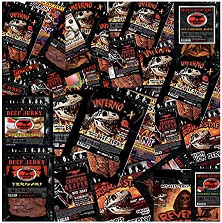 Jurassic Jerky Carnivore Candy Sampler “Ultimate + Carnivore Grab-Bag” (25 Pack!) Top Beef and Bacon Flavors.