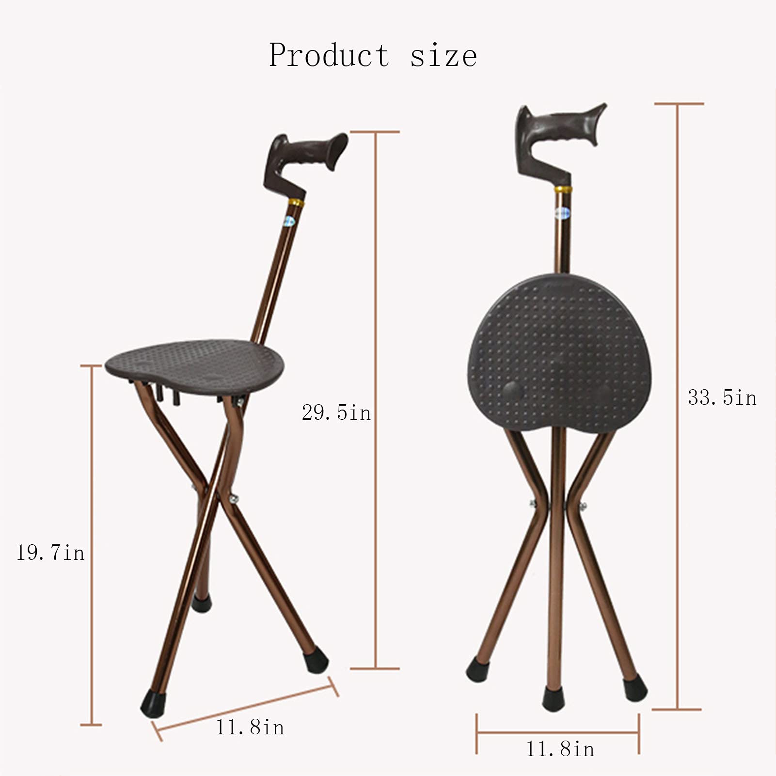 Sedile pieghevole con bastone da passeggio, sgabello con stampella per massaggi, sedile pieghevole in canna, sedili in canna a 3 gambe, bastone da passeggio leggero antiscivolo per anziani, bastone