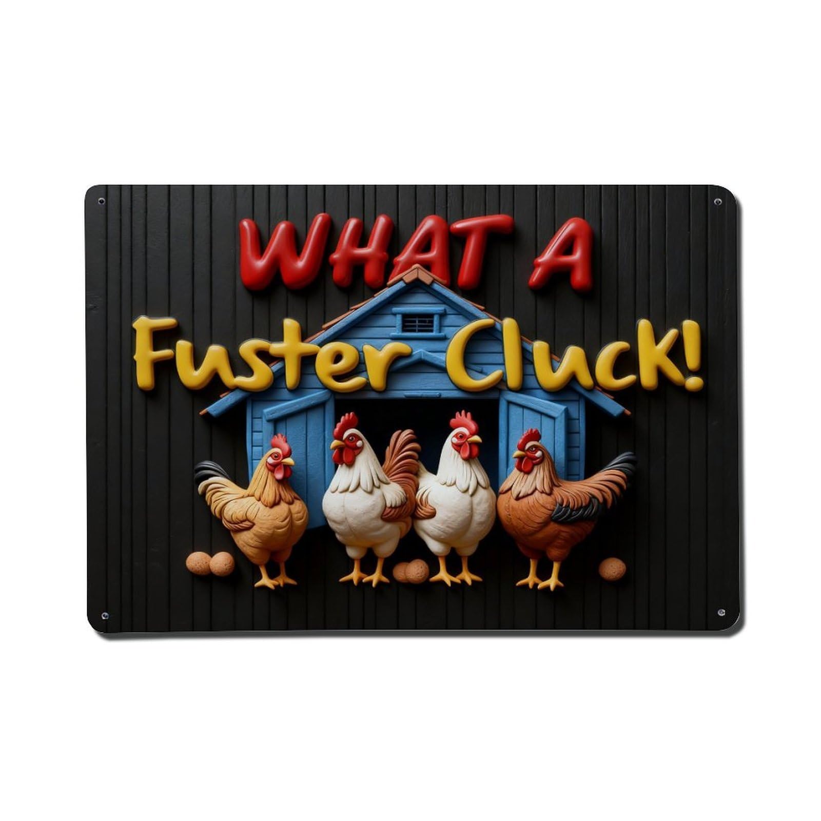 Iageret Vintage What A Fuster Cluck Metal Tin Sign Retro Wall Decor, Bar Garage Cafe Kitchen Home Wall Art Poster Decoration 8X12inches