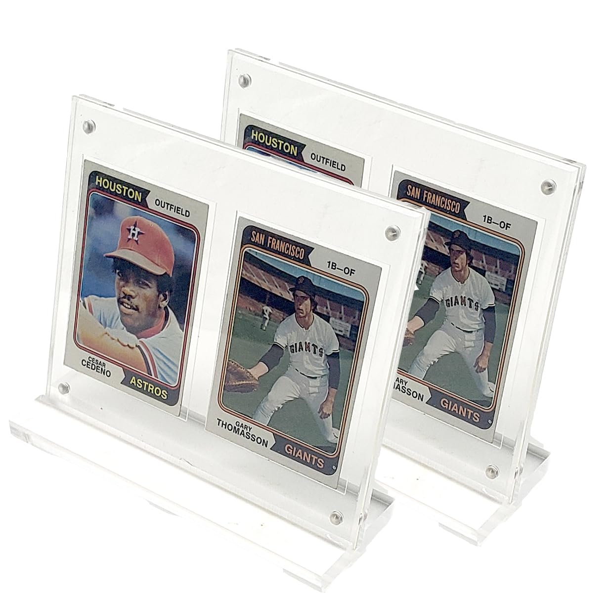 2-Pack Thick Acrylic Baseball Football Trading Card Holder Magnetic Protectors Super Clear Display (2 Card (2 Pack))
