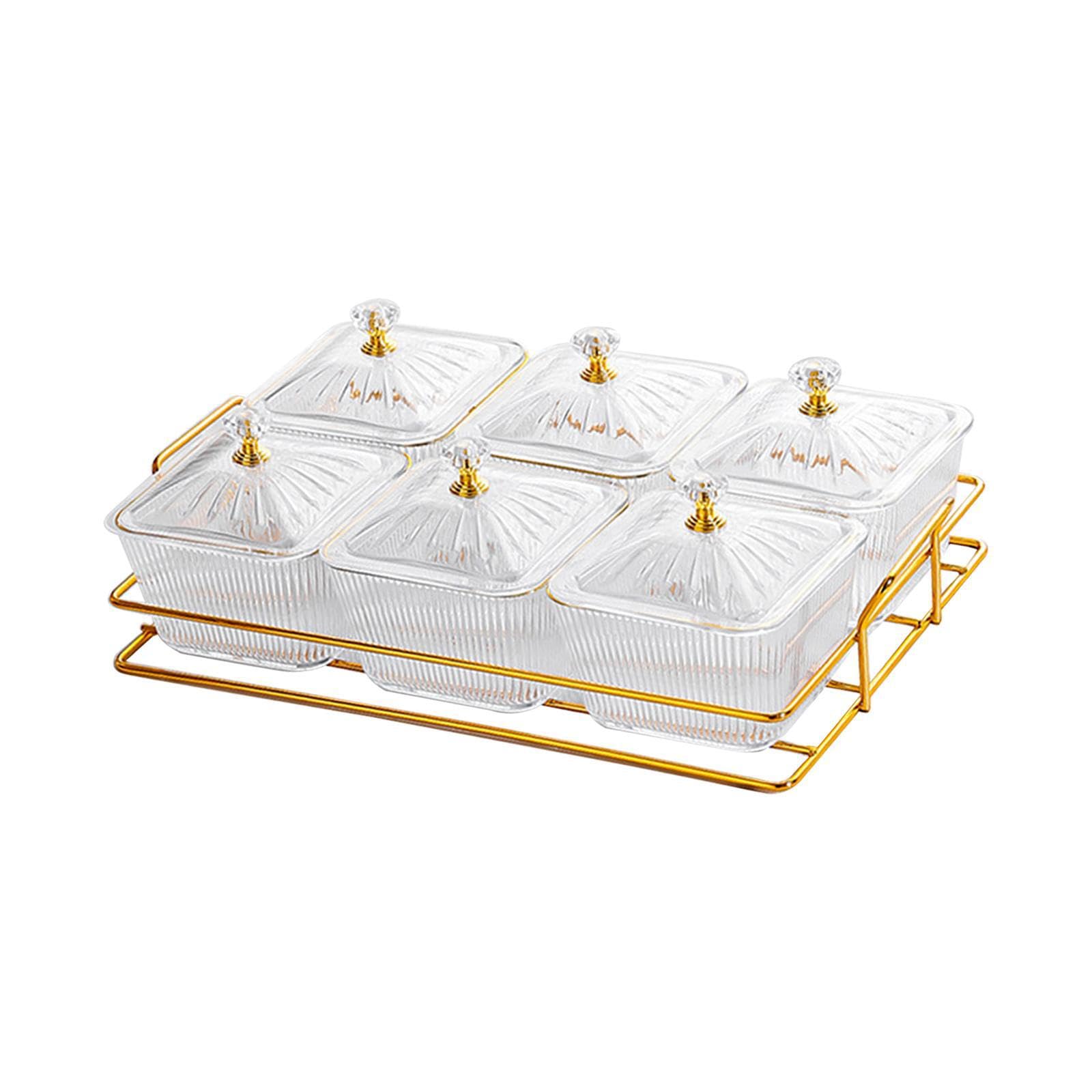 QLECXZI Stylish Appetizer Serving Tray With Stand Practical And Beautiful Designed For Serving Snacks And Desserts Divided Platter Dried Fruit Tray 6 Snacks
