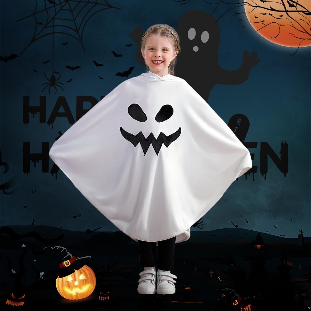 ESHOO Toddler Kids Ghost Costume White Cloak Boy Girl Halloween Cosplay Outfit Pumpkin Capes