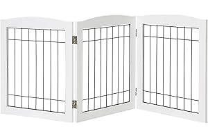 LZRS Gate Indoor Freestanding, Premium Wooden Dog Gate for Doorways, Stairs, and Hallways