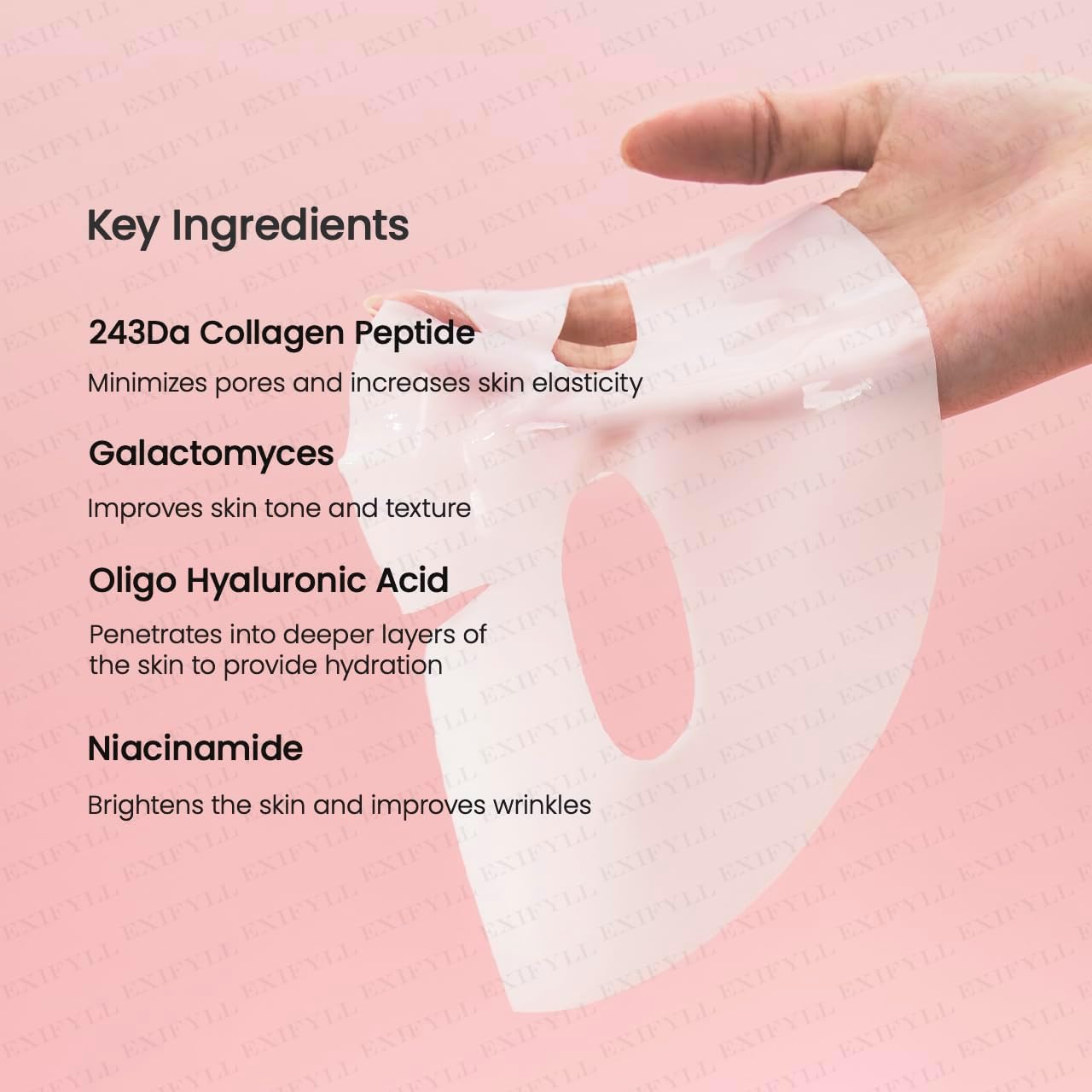 EXIFYLL Collagen Face Mask Pack of 4 Overnight Deep Collagen Night Mask Korean Glass Skin Hydrogel Mask for Deep Hydration, Anti-Aging & Pore Minimizing | | Hyaluronic Acid, Niacinamide, Vitamin E. (34g) (4 pack) A1 4