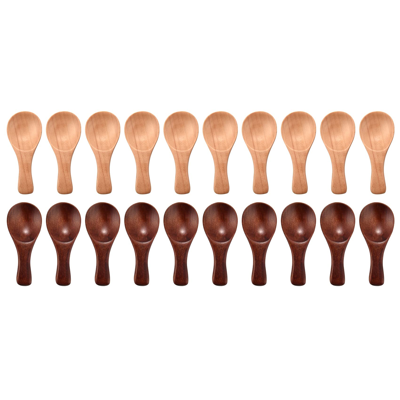 Ocnvlia 20 Pieces Small Wooden Spoons Mini Condiments Sugar Seasoning Salt Honey Teaspoon Coffee Tea Jam Mustard Ice Cream Wood Spoons