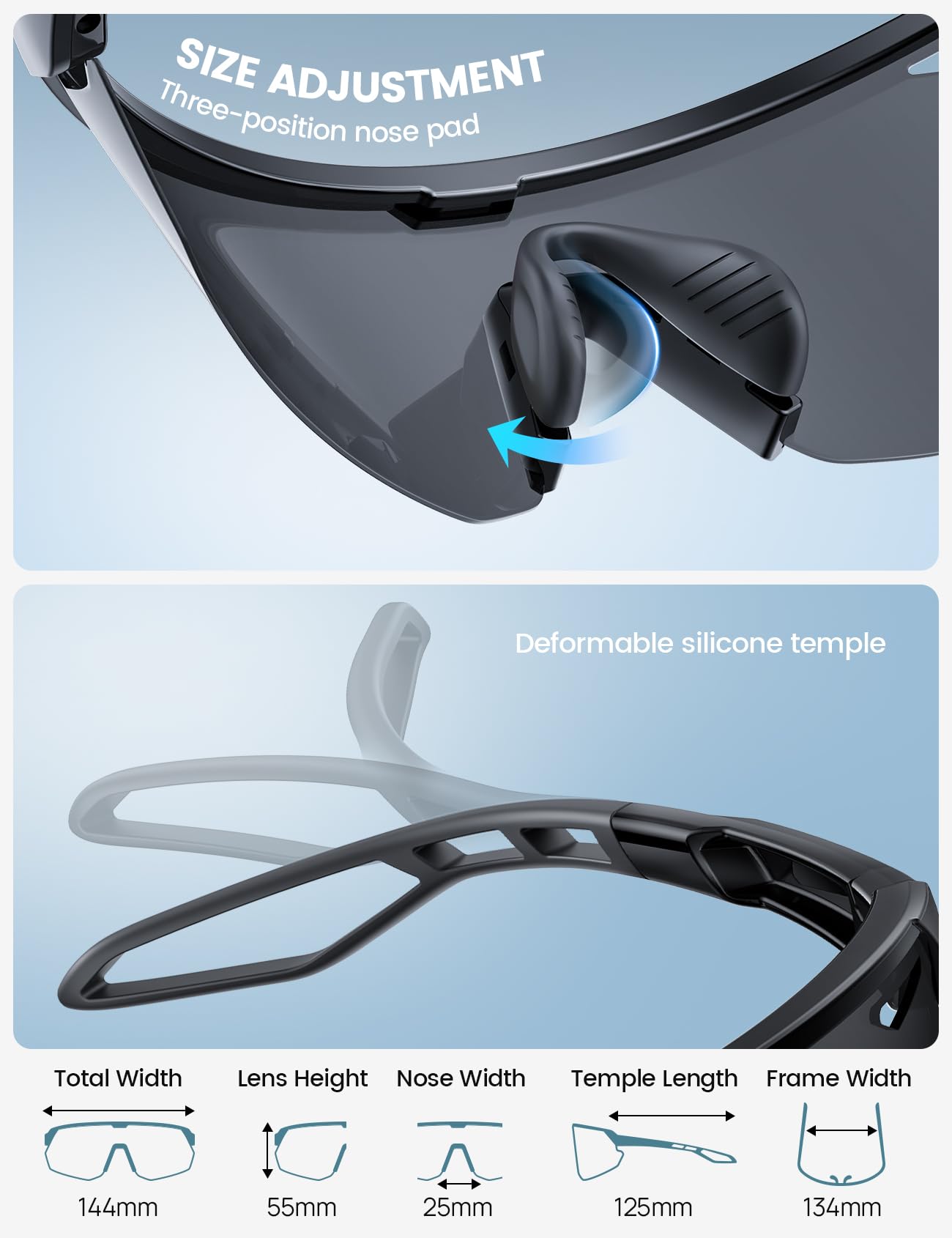 Lamicall Polarized Sports Sunglasses for Men Women, 24g, UV400 Protection Sun Glasses for Cycling Running Baseball Fishing