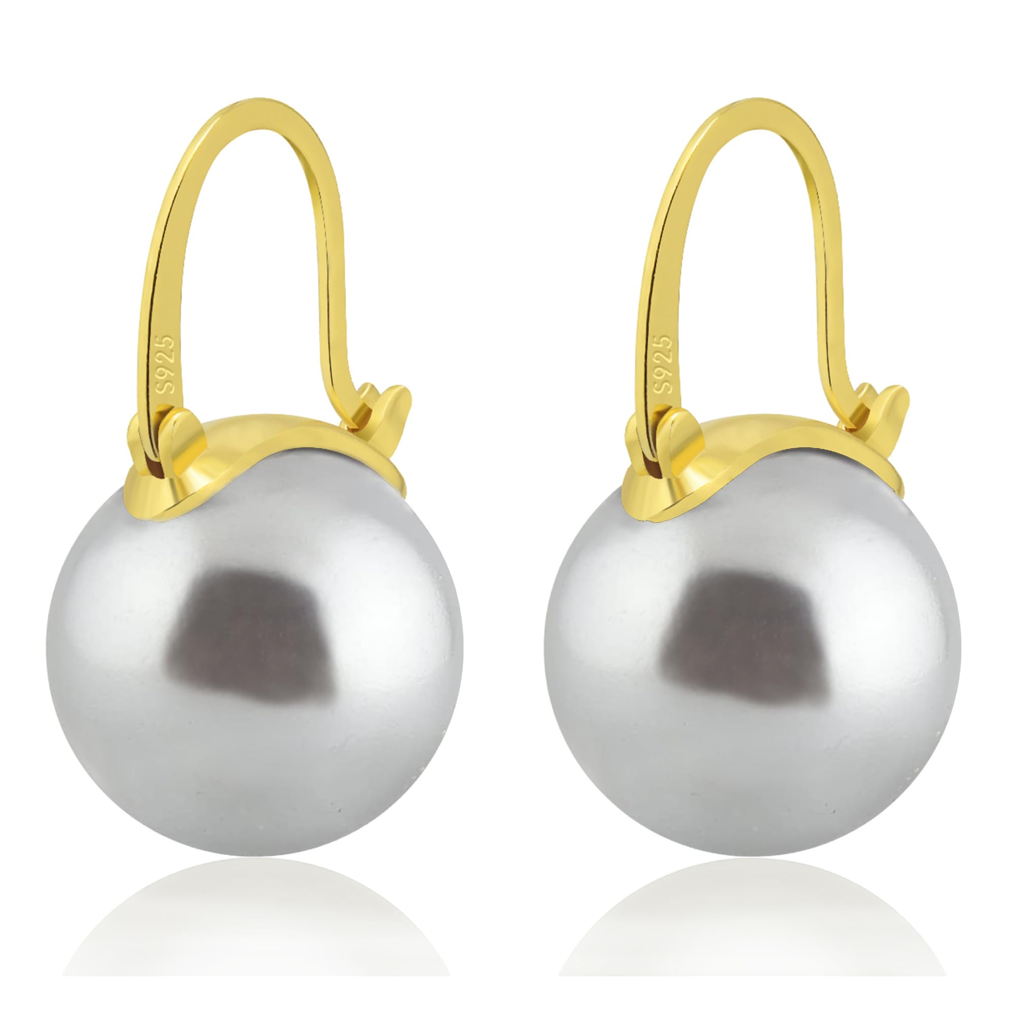 HUGE TOMATO Orecchini A Cerchio Con Perla Bianca 10 Mm – Argento – Eleganza Classica Donna