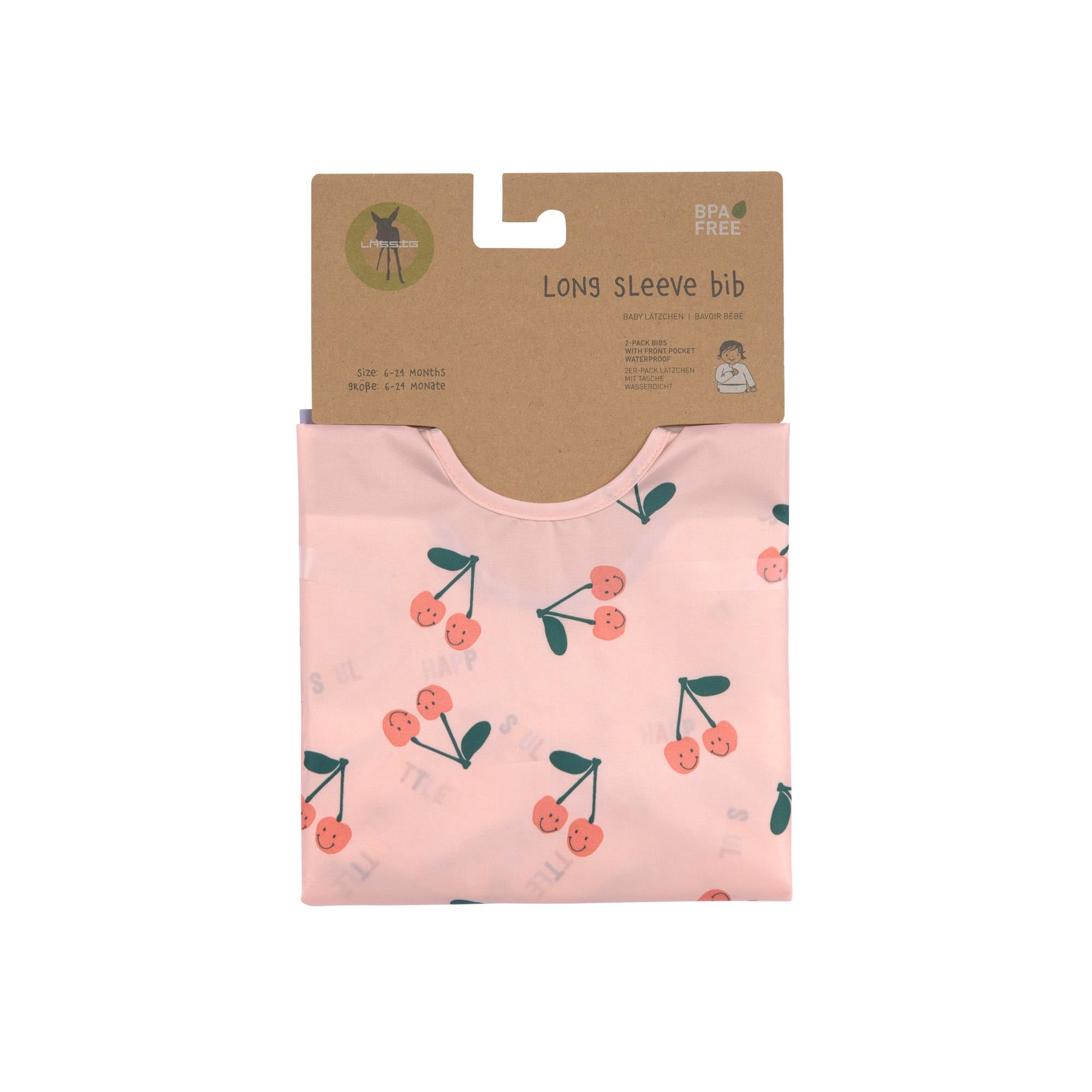 LÄSSIG Zestaw śliniaków z długim rękawem (2 sztuki) do wiązania ochronnego odbiornika/z długim rękawem Bib Happy Fruits Cherry