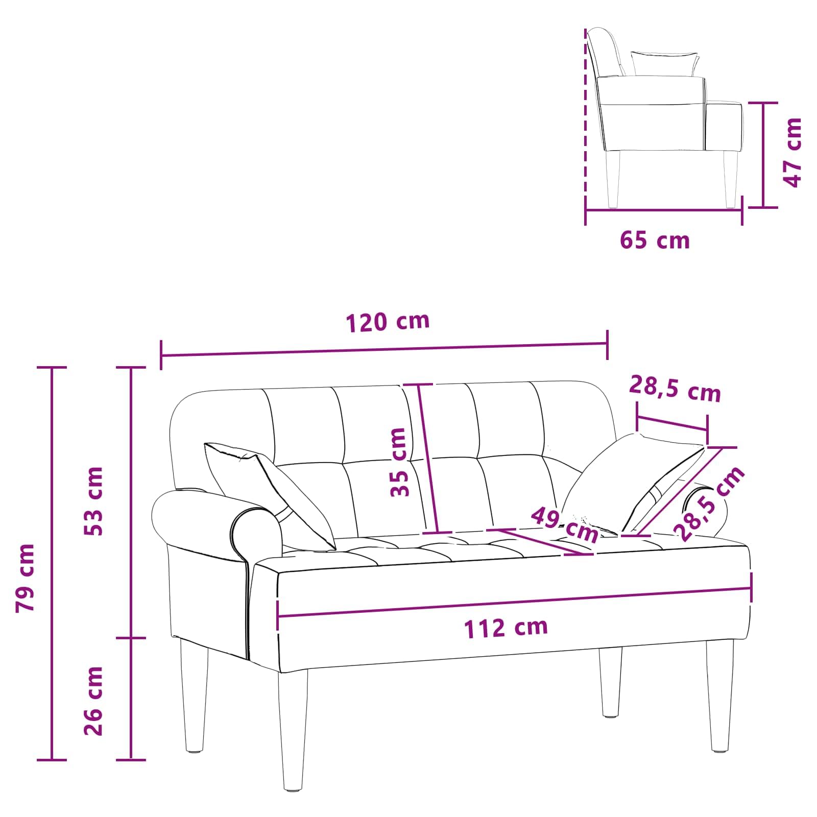 Loveseat a due posti, blu jeans con cucitura a bottoni, rivestimento in tessuto, 120 x 65 x 79 cm, imbottito, stabile struttura in legno, ideale per soggiorno, camera da letto, salvaspazio e