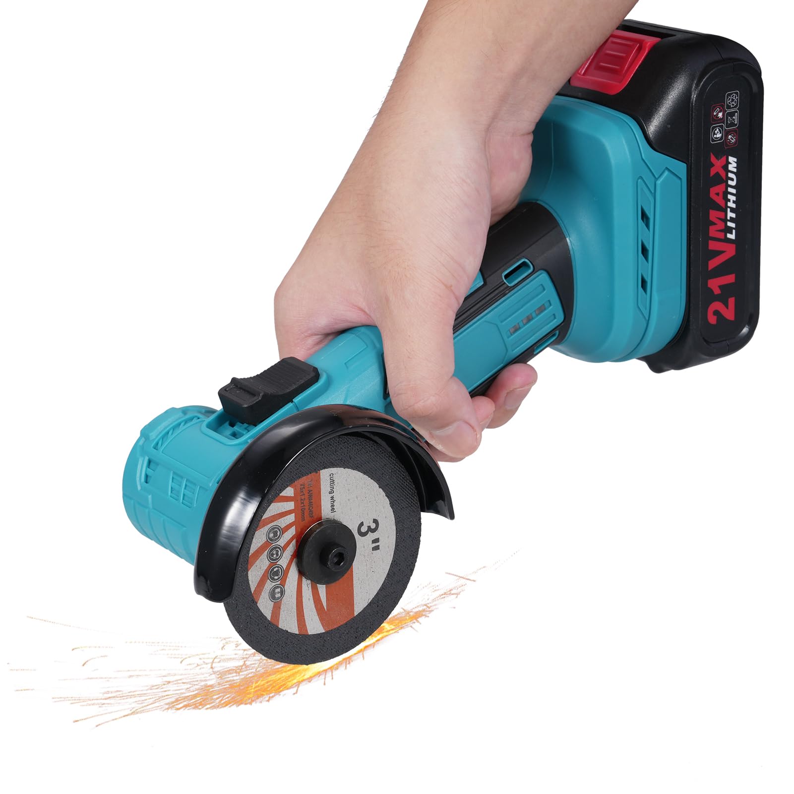 Set di smerigliatrice angolare a batteria da 21 V con motore elettrico brushless a 19.000 giri/min, potenti strumenti per smerigliatrici angolari con 2 caricabatterie da 1300 mAh per taglio