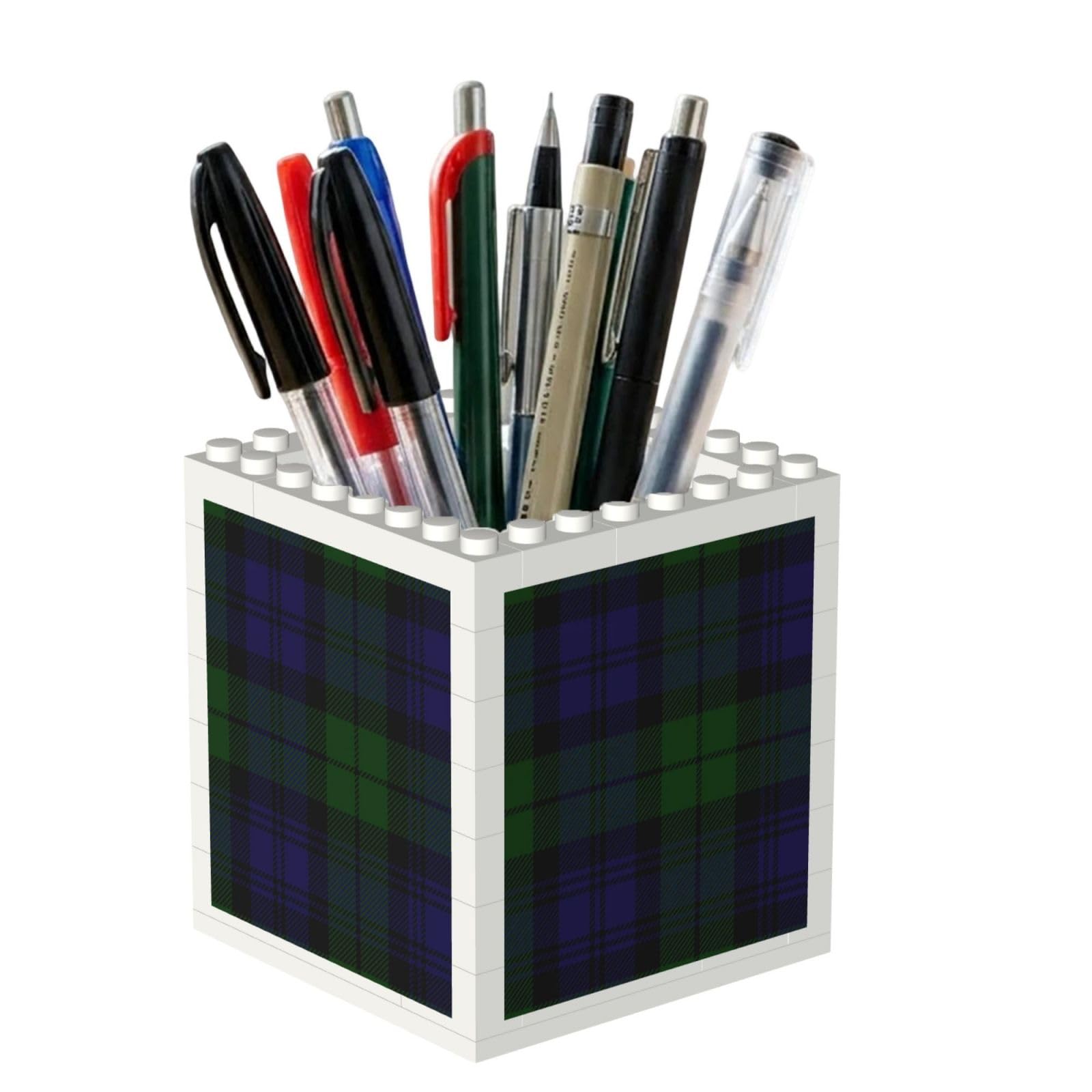 Poadnly Black Watch Tartan, Pen Pot Pencil Holder for Office Home School, Compact Desk Organiser for Office Stationery