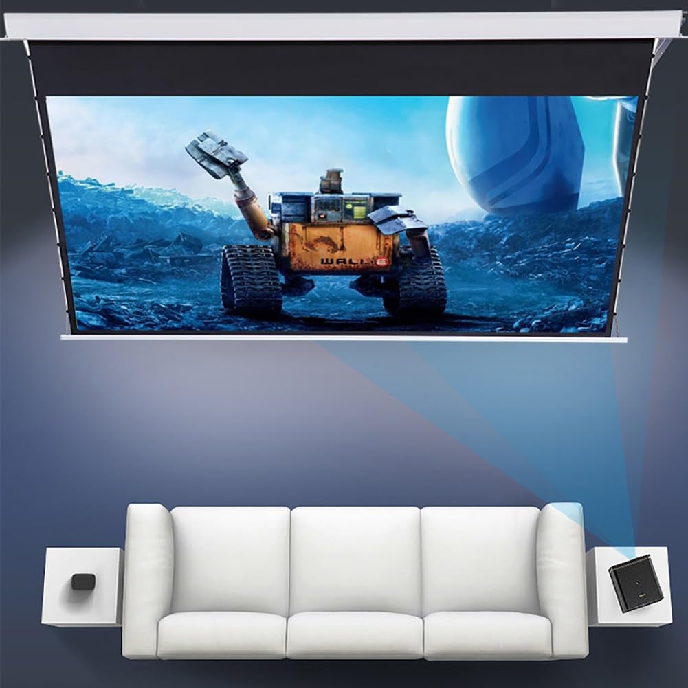 Schermo proiettore motorizzato da 72 Pollici con Telecomando, Montaggio a soffitto o a Parete, 16:9 HD 4K, Guadagno 3,5 Schermo cinematografico per Home Theater, proiezione in Ufficio