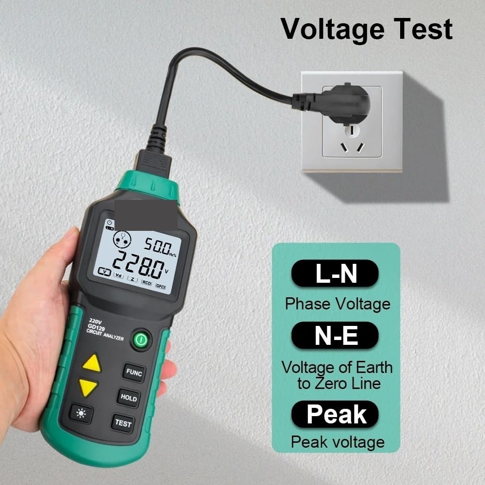 Digital Circuit Analyzer RCD GFCI Tester Electrical Socket Line Fault Test Device with LCD Short Finder