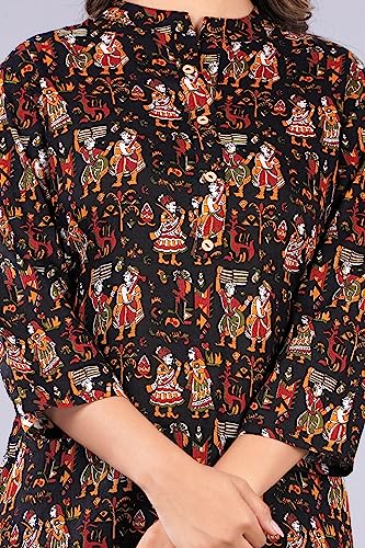 Image of Jikonet Women's Printed Rayon Straight Short Kurti