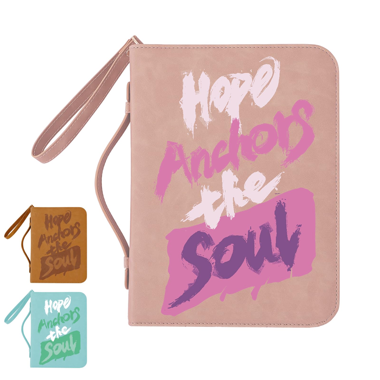 PWLSMOMO Premium Bible Cover Case,Book Cover,Bible Accessories with Handle and Zippered Pocket,Ideal Gift for Women (Pink)