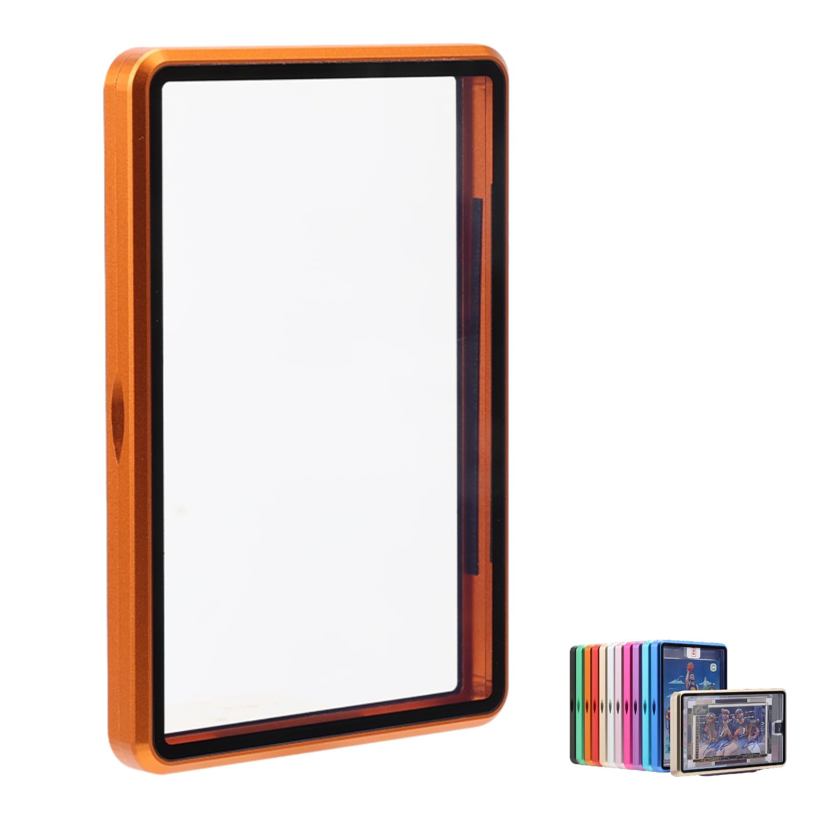 Metal Slab Protector Fits Ungraded Original Sealed Card - UV Resistant- Aluminum Frame Magnetic Closure Bumper Case for Sports & Gaming Cards (Orange,35PT~55PT)