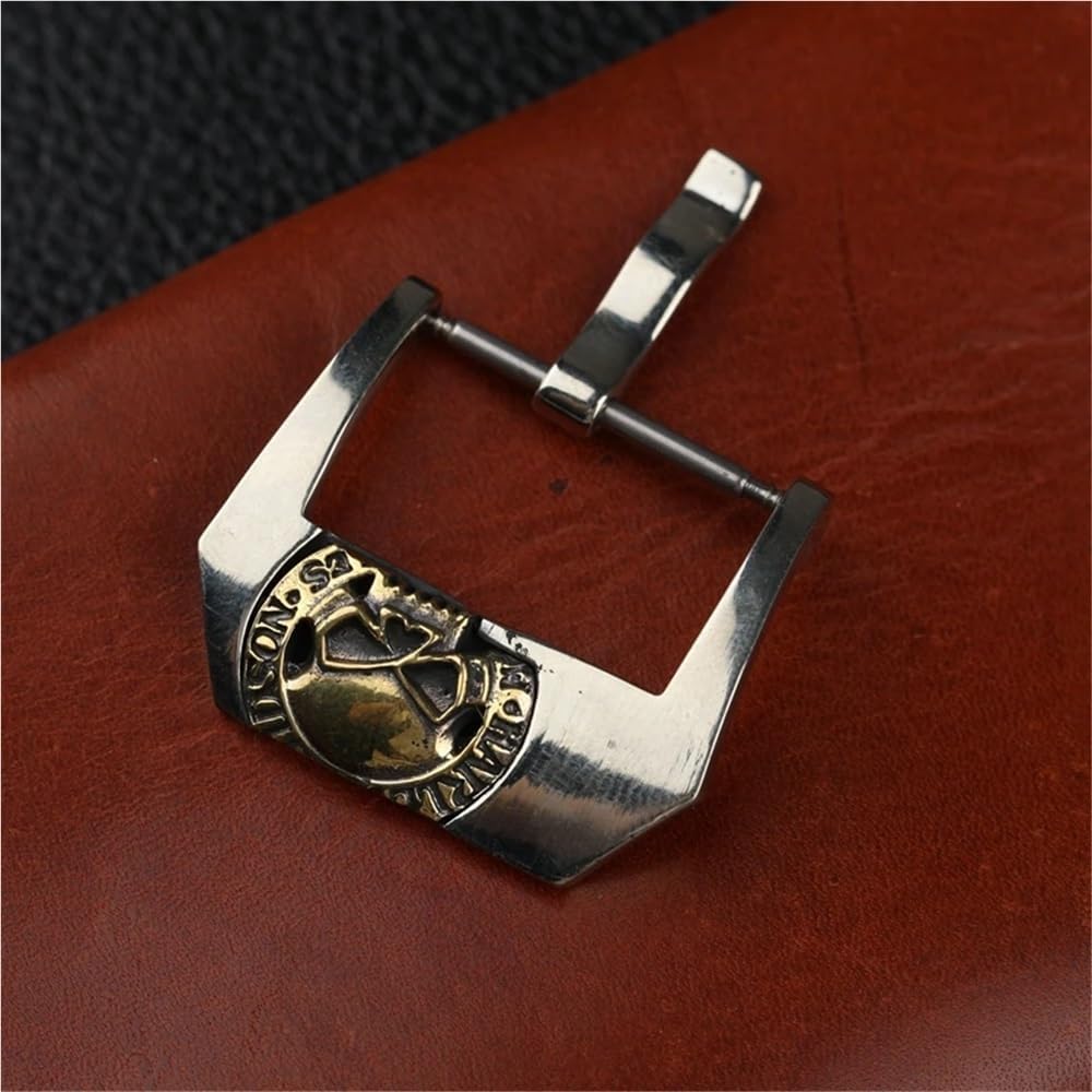 Bronze Buckle, 20 22 24MM White Brass Skull Embedded Leather Strap Accessories