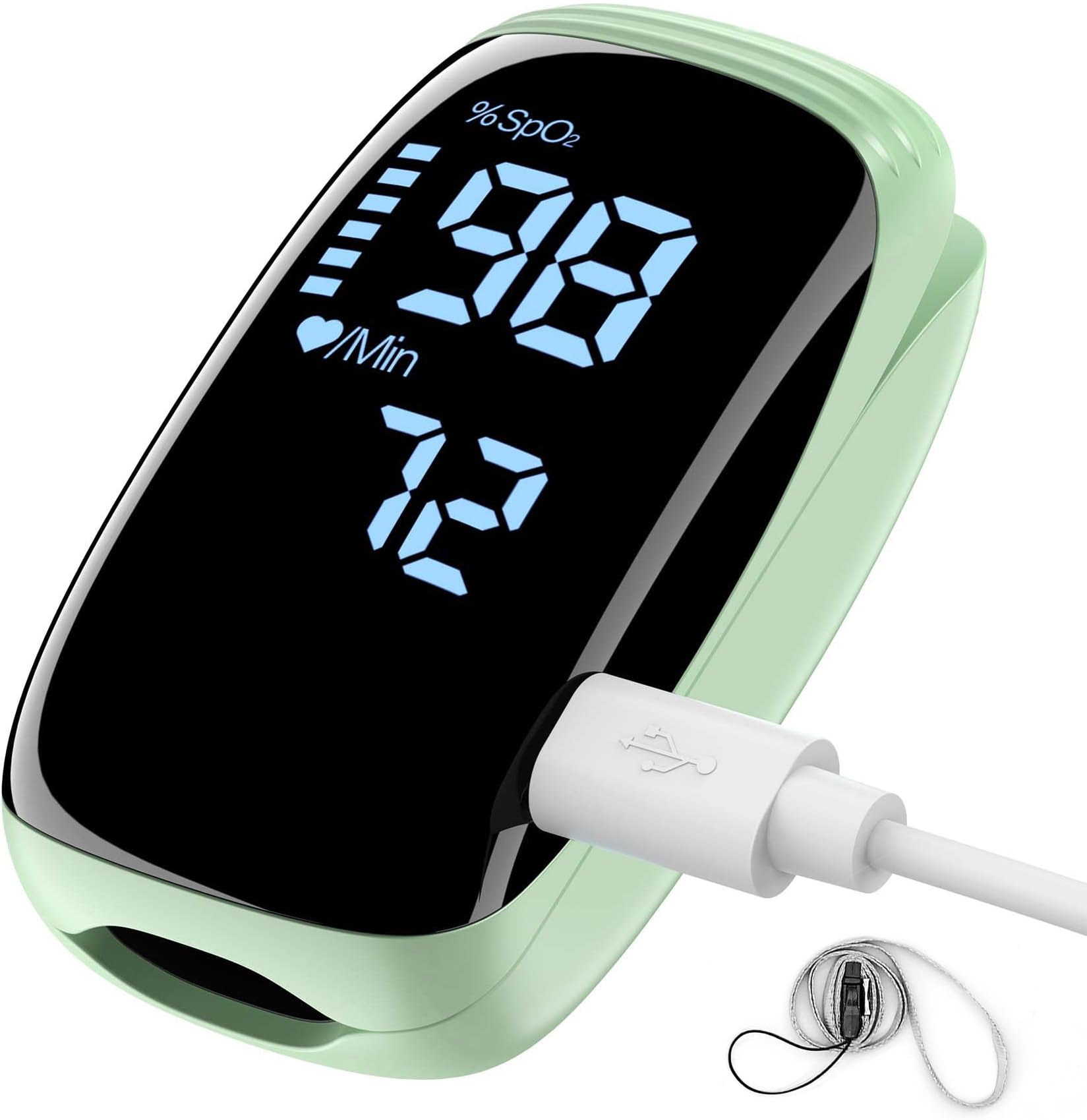 Finger Pulse Oximeter, Fingertip Blood Oxygen Saturation with Pulse Monitor Rechargeable, Accurate Spo2 Reading for Home, Outdoor Sports๏ผGreen