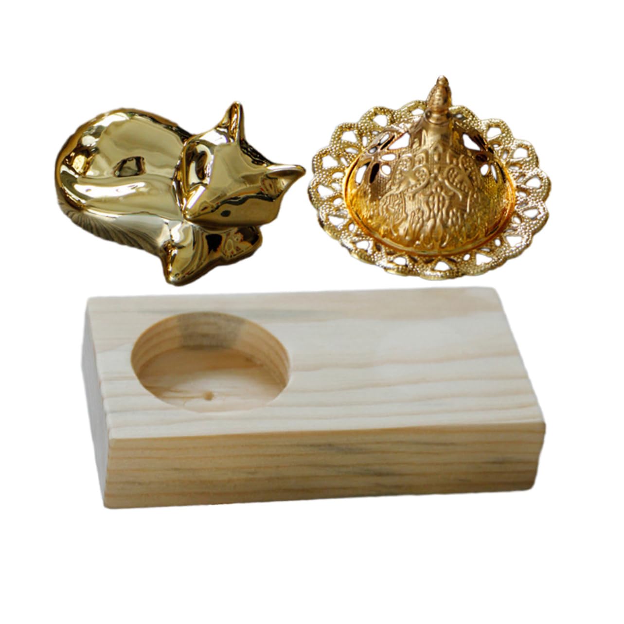 3 Sätze Holz Metall Räuchergefäß Aromatherapie Censer für Zuhause Büro Meditation Orientalisches Design mit Stabiler Bauweise und Feiner Verarbeitung