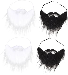 LIFKOME 4pcs Artificial Beard Costume Beard Dress Accessories Men's Accessories Halloween Fake Beard Male Man Fake Beard Mustache Funny Halloween Mustache False Beards Realistic Beard Prom