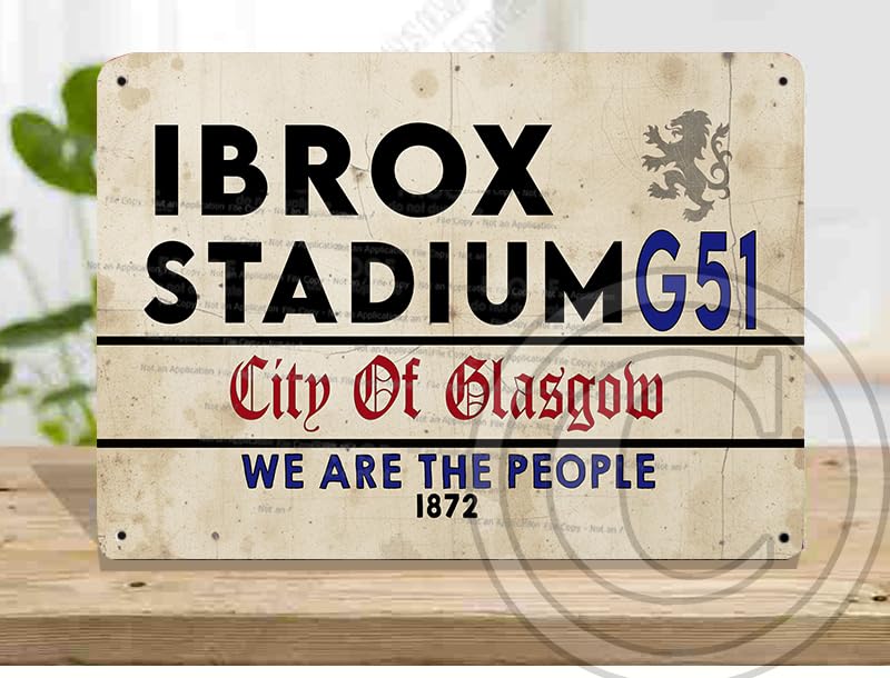 Rangers football street sign Ibrx Stadium G51 Home of Glasgow we are the people The Light Blues Metal Sign the Gers Vintage Style Wall Decor