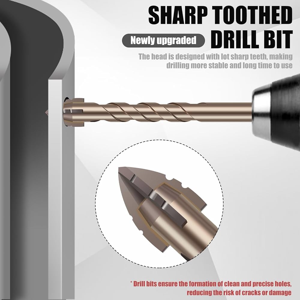 Woyuosn High-strength Eccentric Twist Drill Bit New Four-Flute Sawtooth Eccentric Drill Bit, Cozy Hoome Efficient Drill Bits 6mm/8mm/10mm/12mm Serrated Drill Bit Set