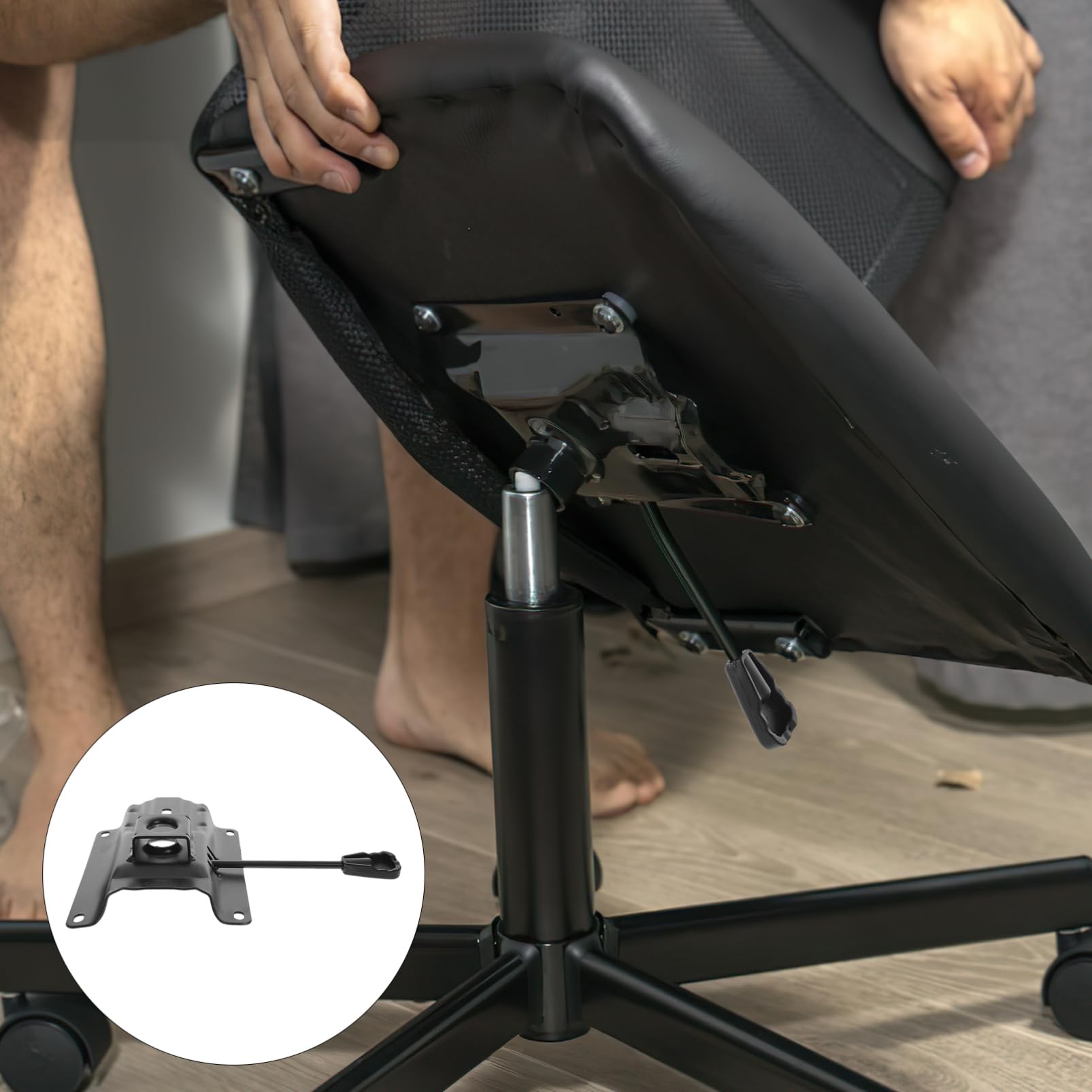 Placa para Control Inclinación Silla Oficina, Hierro Negro, 14x17, 5 CM | Montaje Sencillo, Apta para Sillón de Trabajo, Uso Diario Intenso, Pieza Robusta de Reemplazo