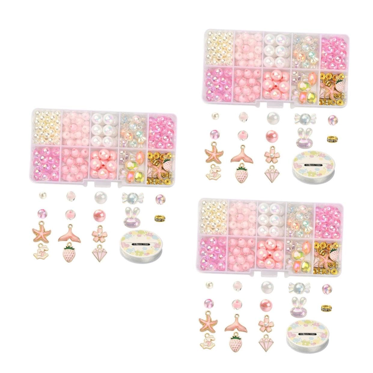 VILLCASE 3ensembles Kit De Fabrication De Bijoux Ensemble De Perles Pour Bracelet Charm Avec Perles Étoile Cœur Bricolage Créatif Pour Adultes