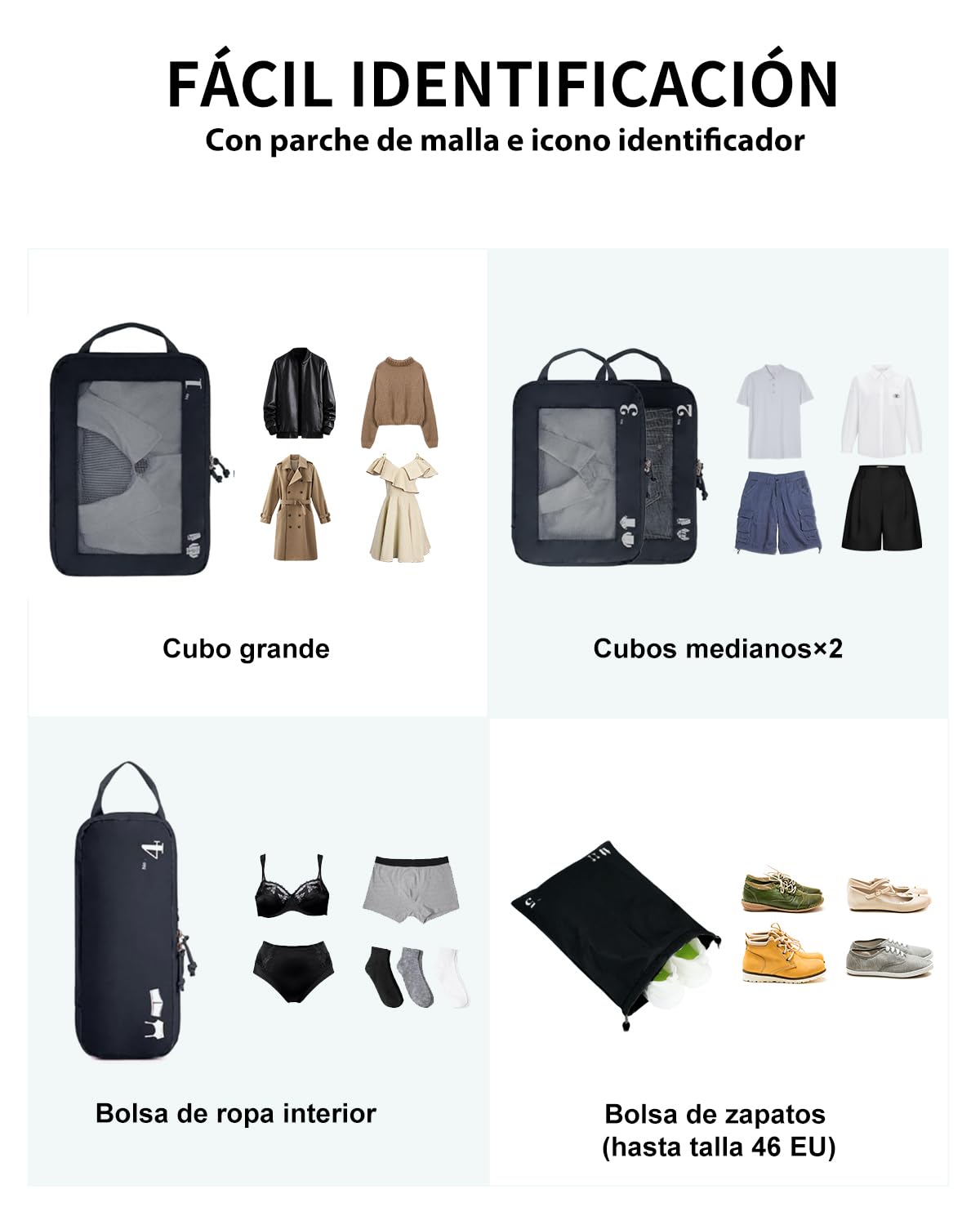 ECOHUB 5 Sets Compresión Organizador Maleta Packing Cubes For Travel Essentials Bolsas Organizadoras Ropa Viaje Avion Viajes Accesorios(Azul oscuro)