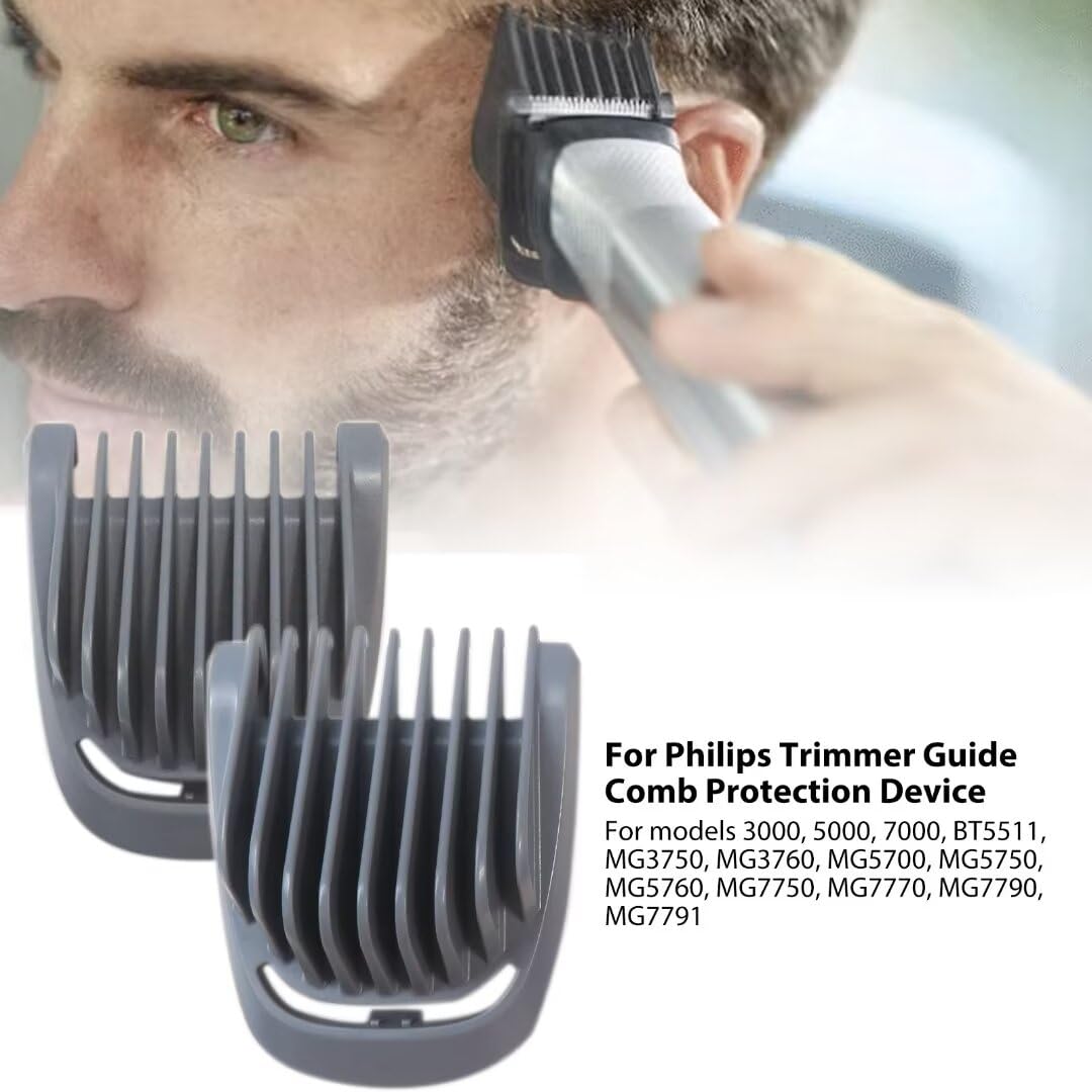 Suifaqi Beard Stubble Guide Combs Guards 1mm + 2mm for P-hilips Norelco Multigroom Trimmer