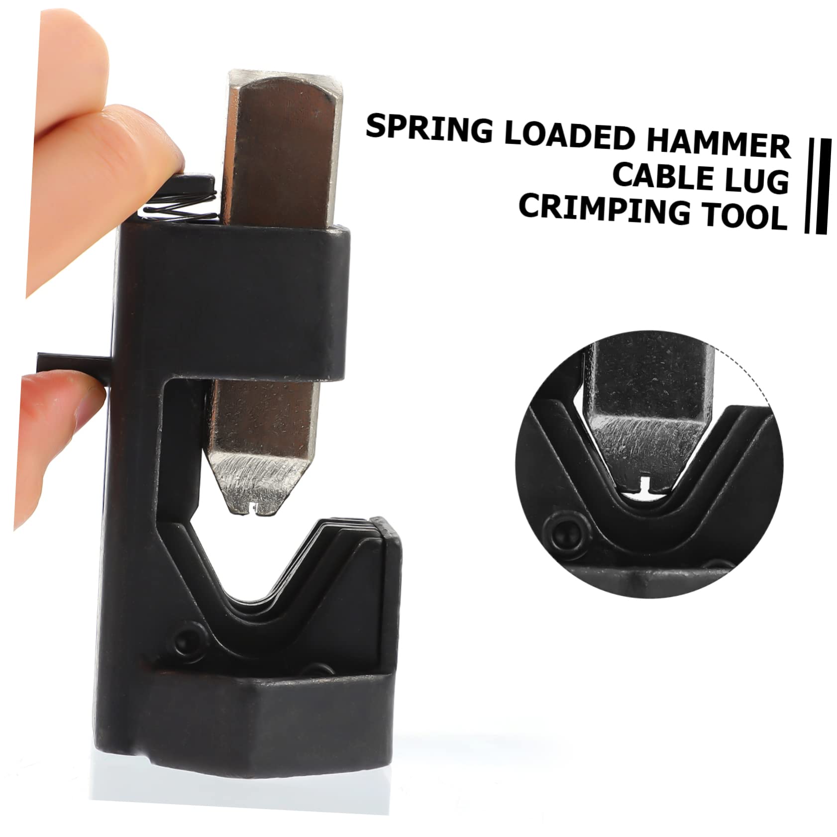 Pinza Crimpatrice a Martello per Cavi in Acciaio Inox Nero | Molla Interna, Profilo a V per Trattenere Terminale, Struttura Resistente per Uso Prolungato