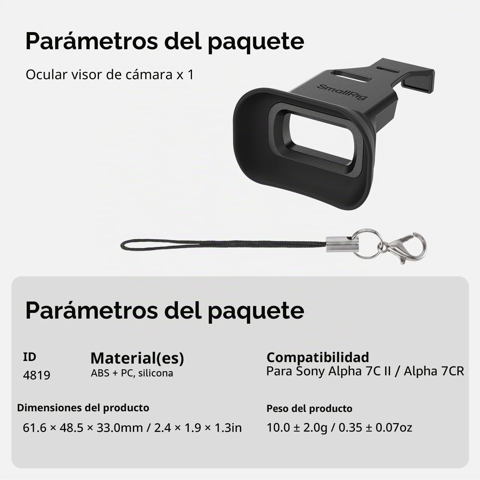 SMALLRIG A7CII A7CR - Visor ocular con cordón pequeño, material de silicona suave, mejora la estabilidad de grabación, para Sony Alpha 7C II/Alpha 7CR - 4819