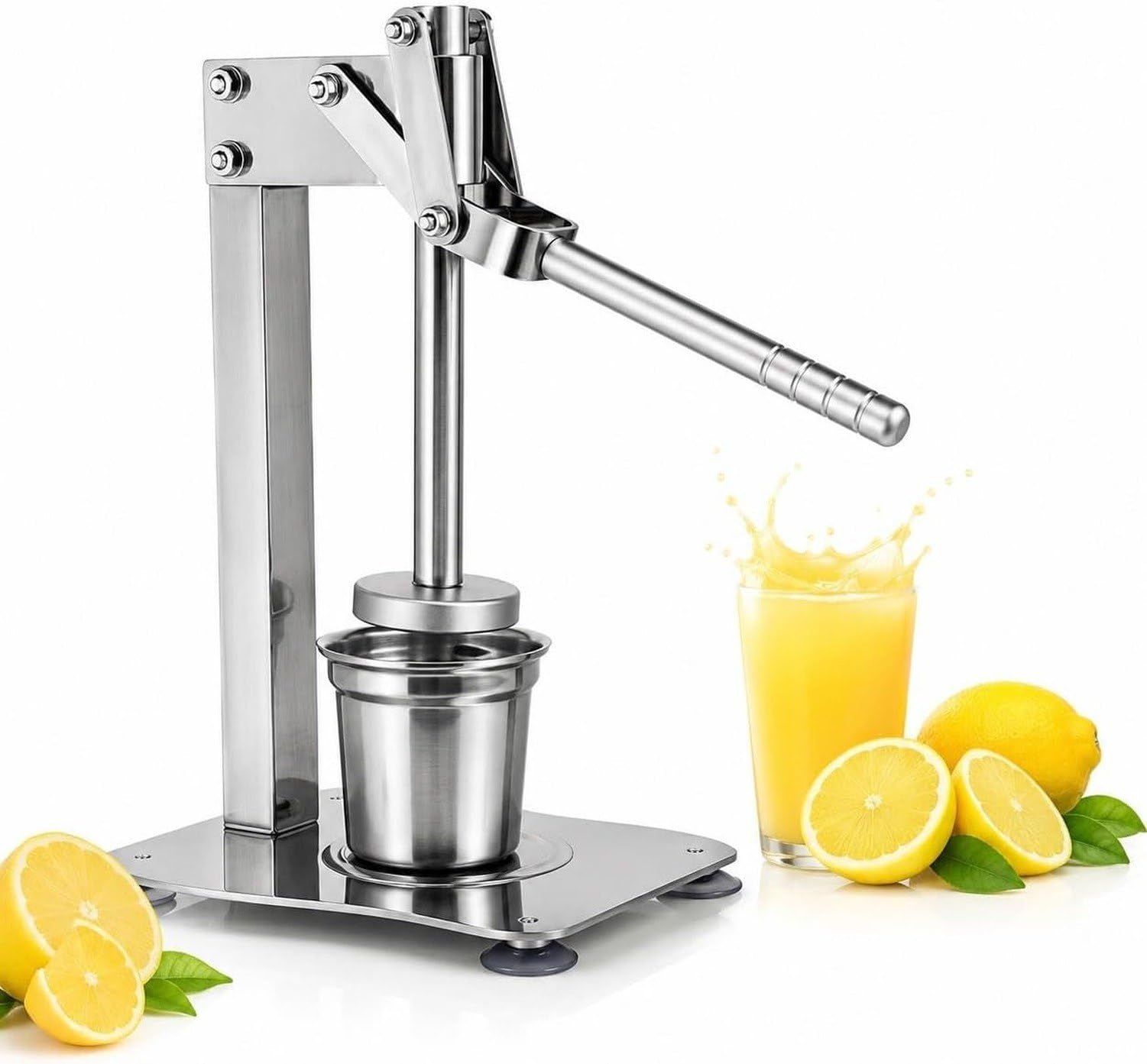 Spremiagrumi Manuale in Acciaio Inox per Pompelmo, Stile Pressa a Mano, Silver
