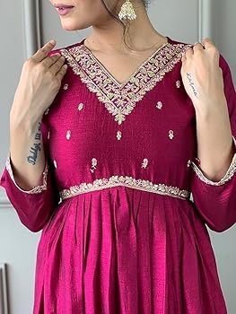 DREAANGEL FASHION Woens Kurta Set Pure Cotton Ebroidery Work