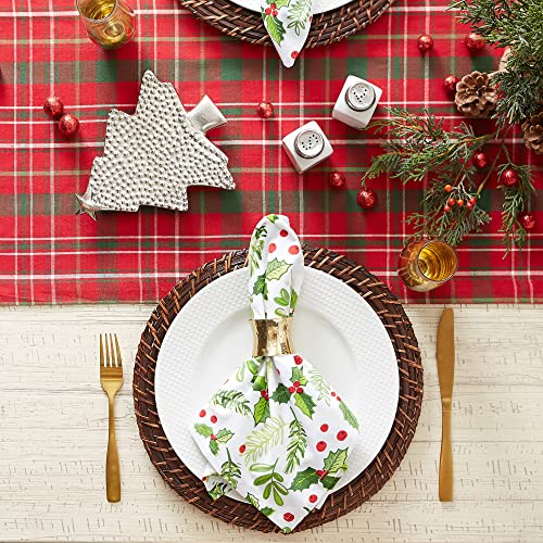 Dii Holiday Dining Table Linen Collection Tartan Holly Plaid, Christmas Table Runner, 14X108, Red & Green #TOP2