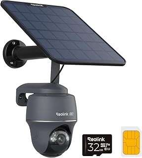 Reolink 4K LTE Solar Camera with SIM Card, 4G Wireless Outdoor Surveillance Camera, Colour Night Vision, AI Detection, Pan…