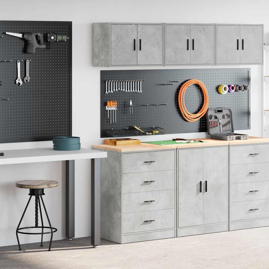 INLIFE Garagenschränke 2 STK. Betongrau Holzwerkstoff,Wirtschaft & Industrie,Gewerbliche Lagerung,Industrieschränke,Grau,39.4 KG,3328335