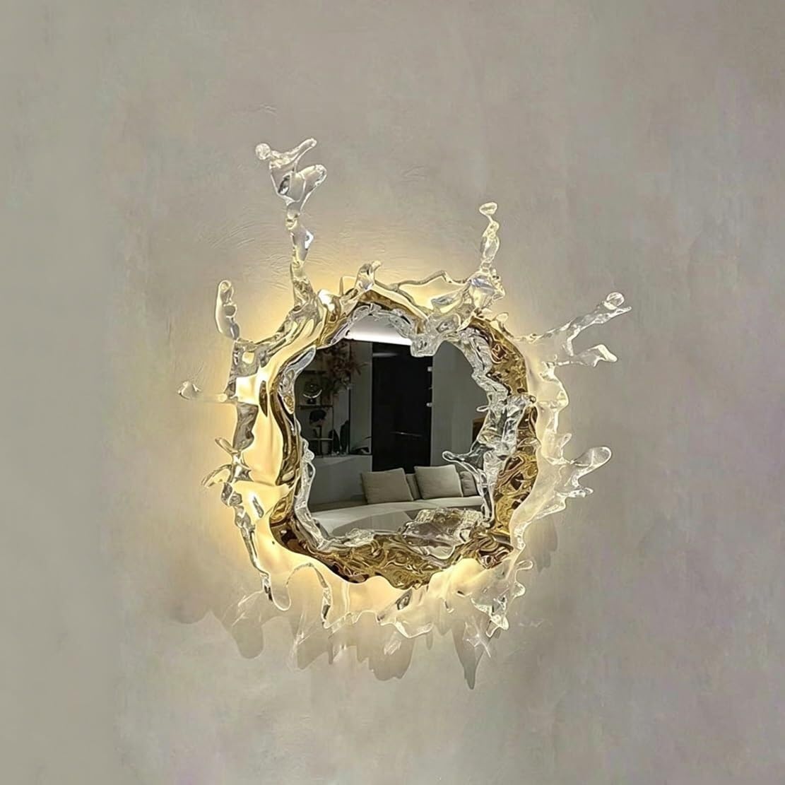 LYOUAE Creative Acrylic Wall Light Artistic Water Splash Mirror Wall Sconce