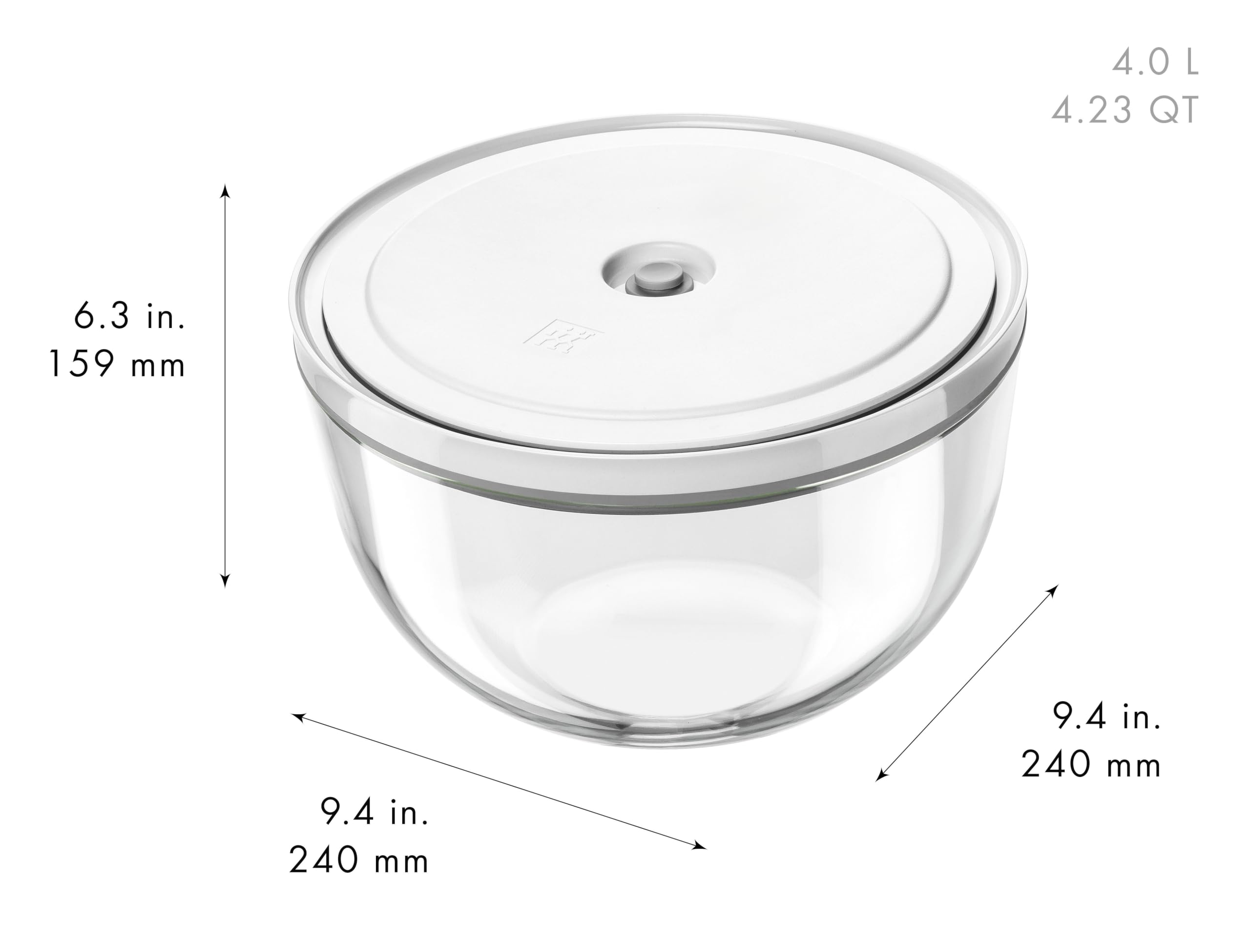 ZWILLING Fresh & Save BOWLS Vakuumschüssel Set 6tlg, S-12 cm, M-18 cm, L-24 cm, Glas, Grau