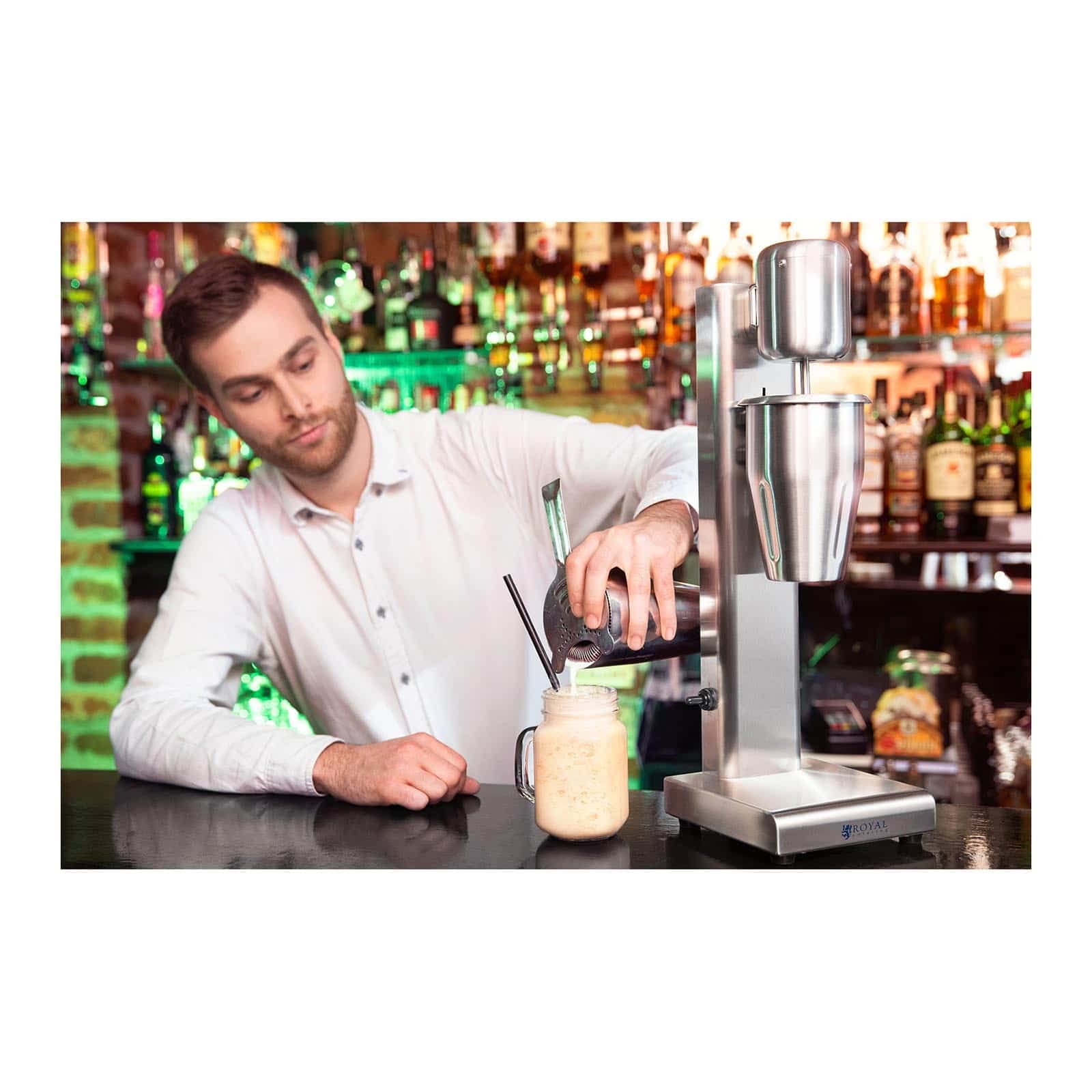 Royal Catering Frullatore per Frappè Mixer per Frullati RCPMS-80S (80 W, 1 L, Acciaio Inox 15.000 giri/min)