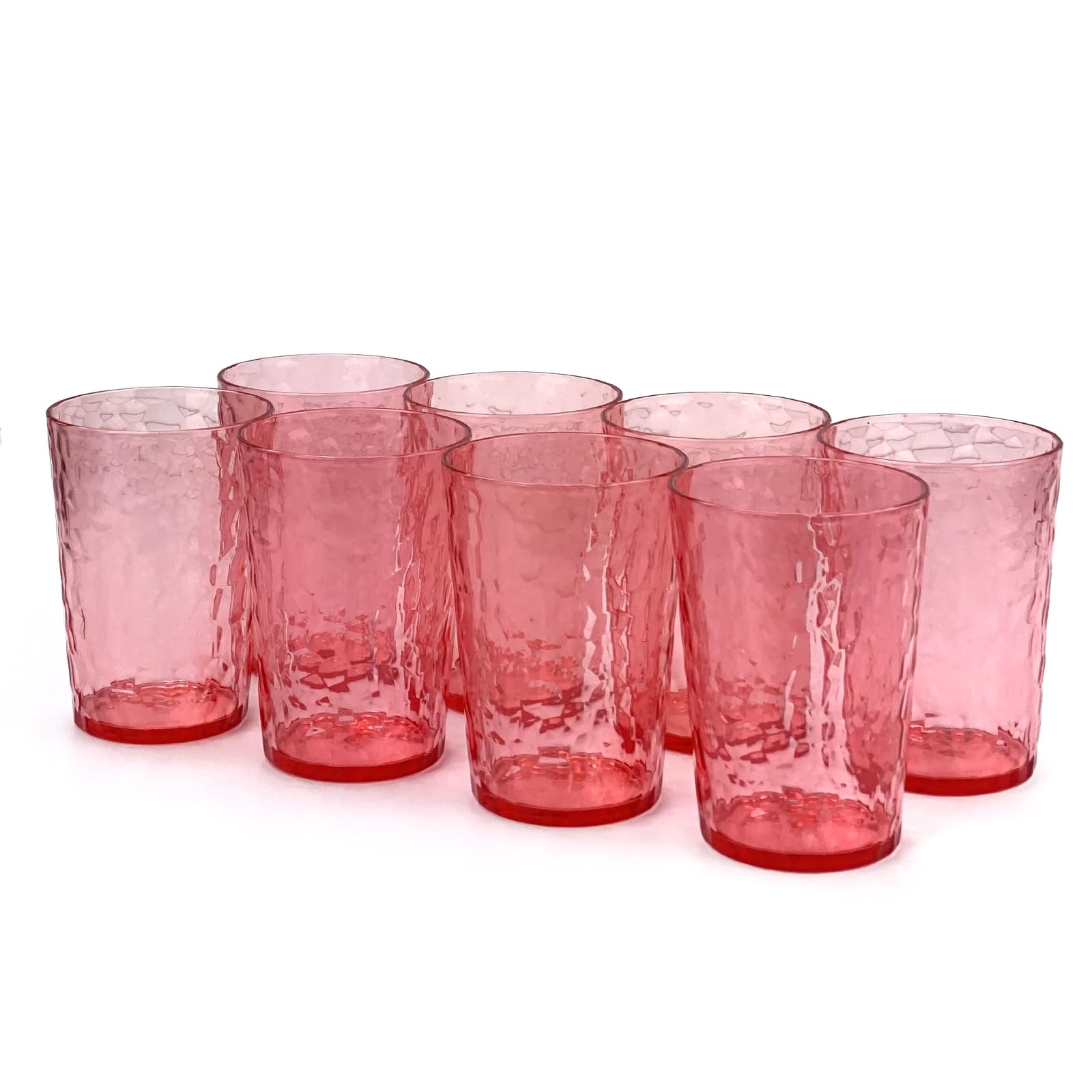 Yanglonghui 24-Ounce Plastic Tumblers (Set of 8), Reusable Plastic Mugs, BPA-Free Acrylic to Drink Mugs, Shatter Resistant, Textured Interior, Dishwasher Safe (Red, 15 Ounce)