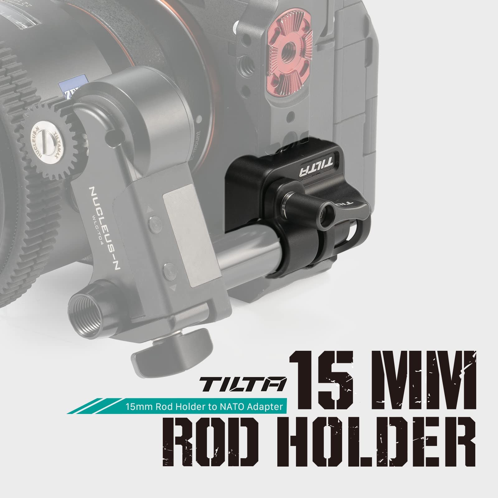 Tilta Supporto per asta da 15 mm a adattatore NATO compatibile con le nostre gabbie per fotocamere complete e mezze - Nero TA-15RH-NTA-B