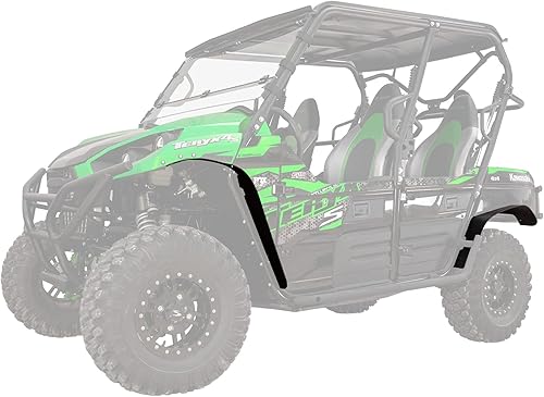 SuperATV Guardabarros de alta resistencia para Kawasaki Teryx 4 2012+ (ver ajuste) | Durabilidad extrema | Protege contra rocas, suciedad, arena y