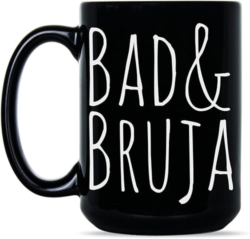 Bad and Bruja - Taza de café con texto en inglés "Wiccan"