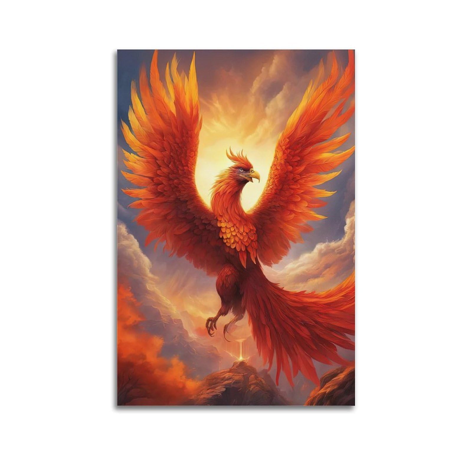 WPHSFX Fantasy Posters Majestic Phoenix Poster Decorative Painting Canvas Wall Posters And Art Picture Print Modern Family Bedroom Decor Posters 20x30inch(50x75cm)